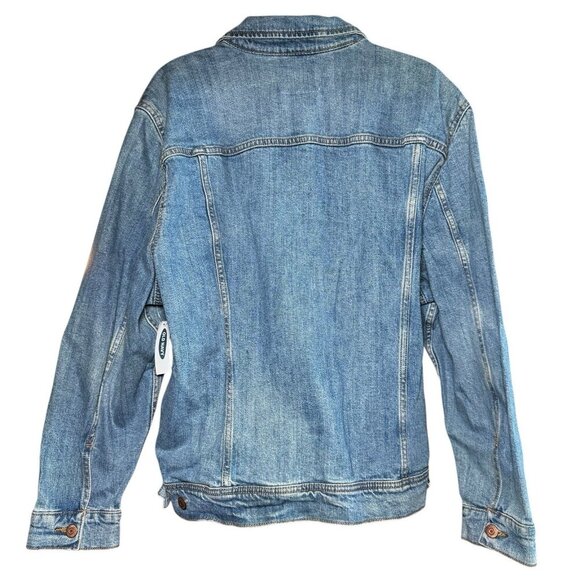 Old Navy Denim Jean Trucker Jacket Women’s Sz XXL Medium Wash Distressed Classic - Picture 3 of 7